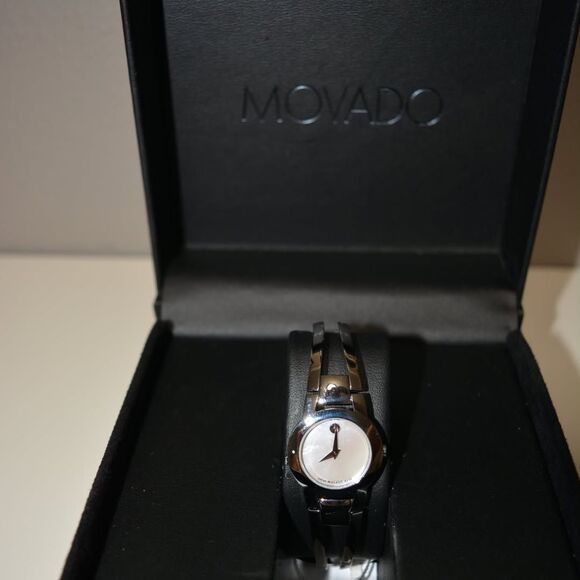 NWOT Movado Women\'s Swiss Amorosa Stainless Steel Bangle Bracelet 24mm MSRP $595 main image 5